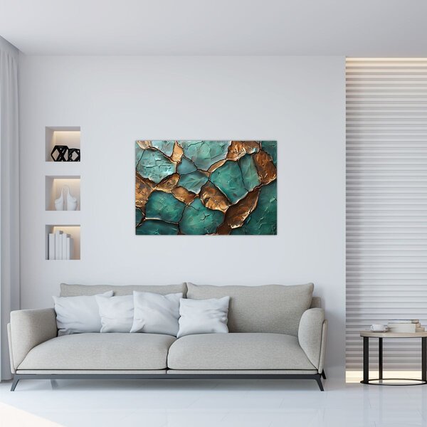 Tablou - Pictură verde-auriu (90x60 cm)