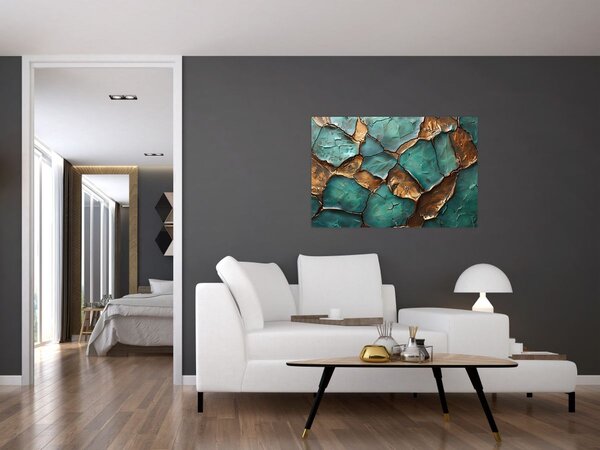 Tablou - Pictură verde-auriu (90x60 cm)