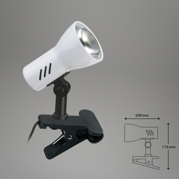 Briloner 2794/016P - Lampă cu clemă 1xE14/40W/230V negru/alb