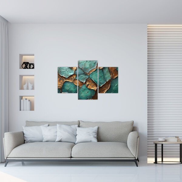 Tablou - Pictură verde-auriu (90x60 cm)