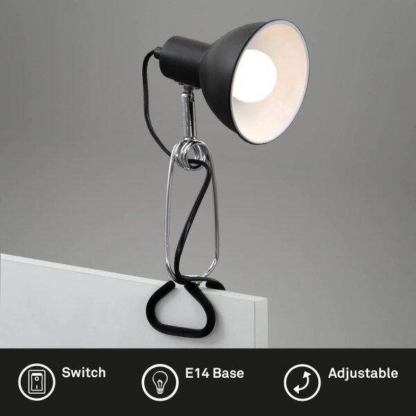 Briloner 2790-015 - Lampă cu clemă FIX 1xE14/8W/230V negru/crom lucios