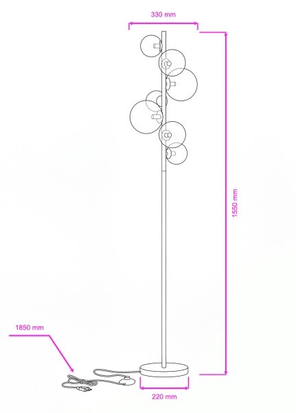 Brilagi - Lampă de podea LED MILLA, 7xG9, 3W, 230V, negru cromat/auriu