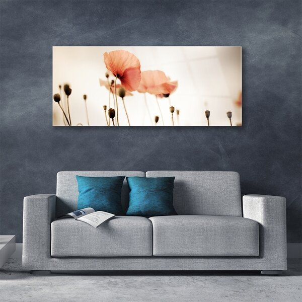 Tablou pe sticla Maci Floral Red