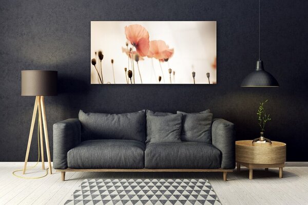 Tablou pe sticla Maci Floral Red