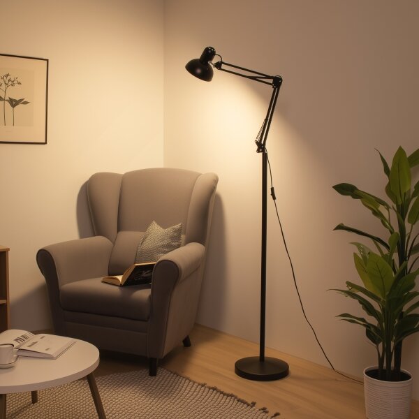 BRILAGI - Lampă de podea flexibilă TASKER 1xE27/60W/230V, 184 cm, neagră