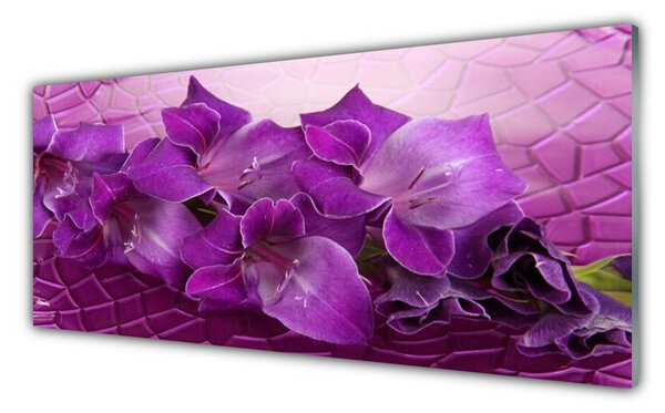 Tablou pe sticla Flori roz Floral