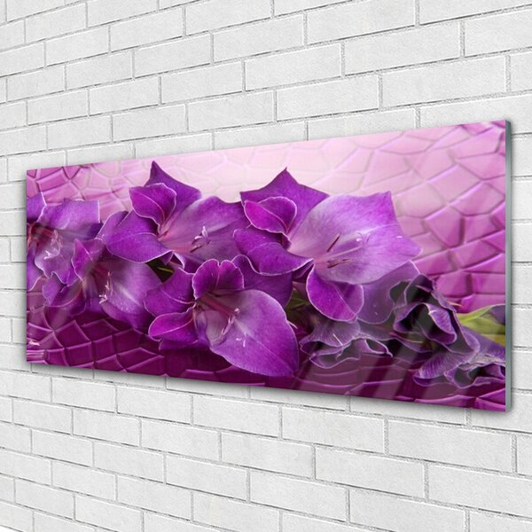 Tablou pe sticla Flori roz Floral