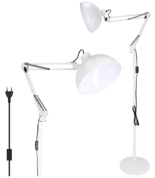Brilagi - Lampă de podea flexibilă TASKER 1xE27/60W/230V 157 cm albă