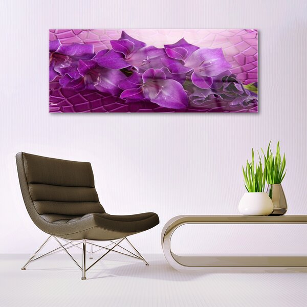 Tablou pe sticla Flori roz Floral
