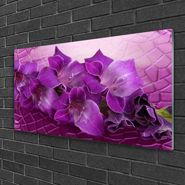 Tablou pe sticla Flori roz Floral