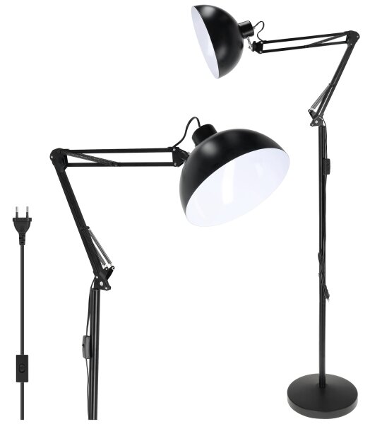 Brilagi - Lampă de podea flexibilă TASKER 1xE27/60W/230V 157 cm neagră