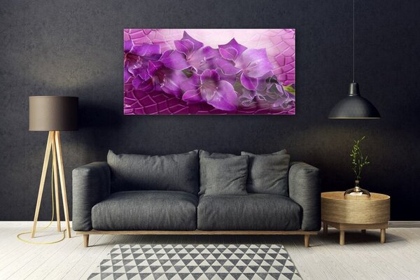 Tablou pe sticla Flori roz Floral