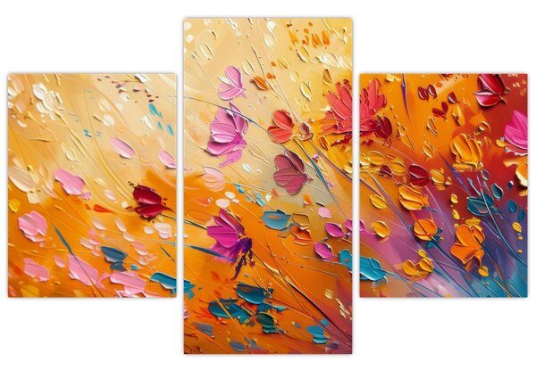 Tablou - Pictură flori colorate (90x60 cm)