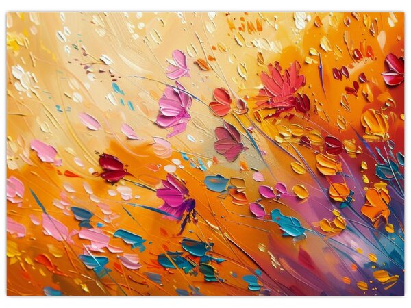 Tablou - Pictură flori colorate (70x50 cm)