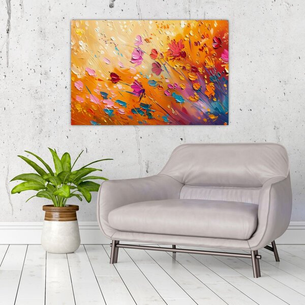 Tablou - Pictură flori colorate (90x60 cm)