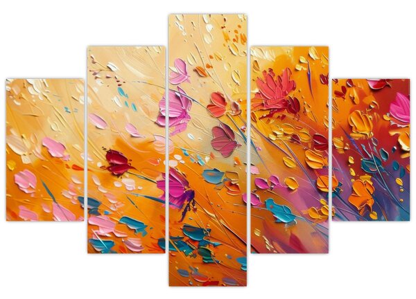 Tablou - Pictură flori colorate (150x105 cm)