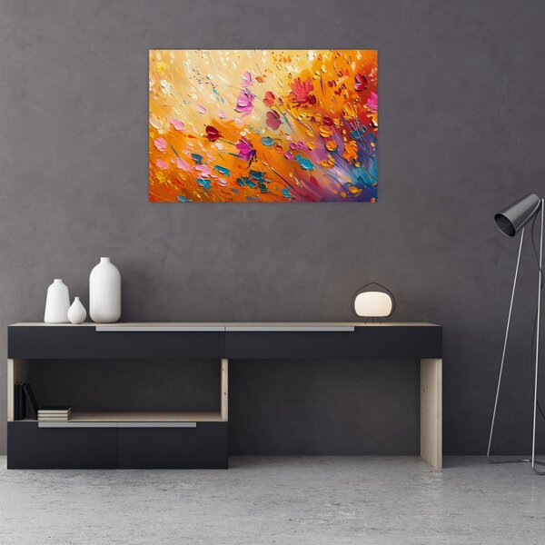 Tablou - Pictură flori colorate (90x60 cm)