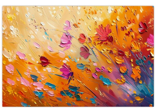 Tablou - Pictură flori colorate (90x60 cm)