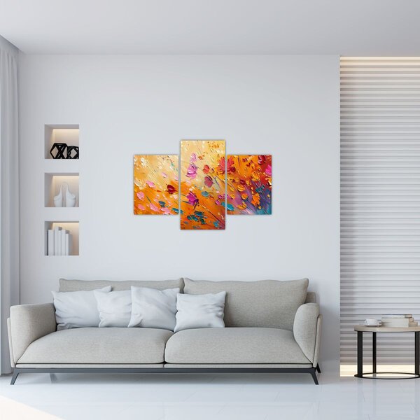 Tablou - Pictură flori colorate (90x60 cm)