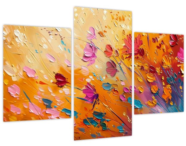 Tablou - Pictură flori colorate (90x60 cm)