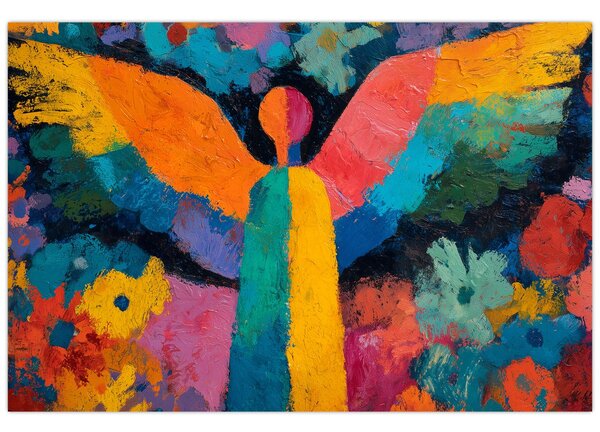 Tablou - Înger abstract cu flori (90x60 cm)