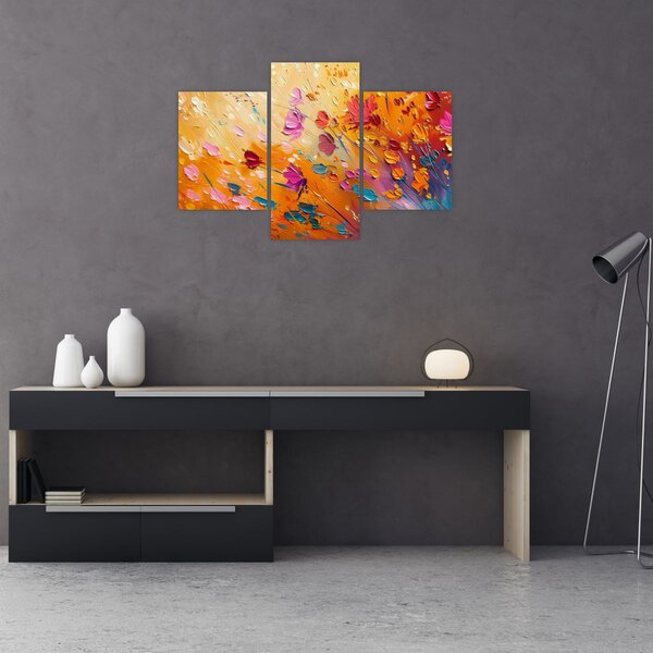Tablou - Pictură flori colorate (90x60 cm)