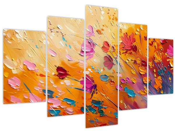 Tablou - Pictură flori colorate (150x105 cm)