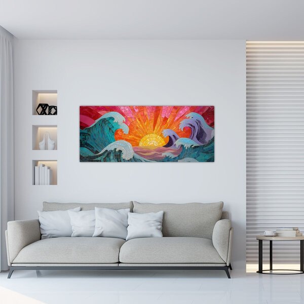 Tablou - Mozaic de valuri (120x50 cm)