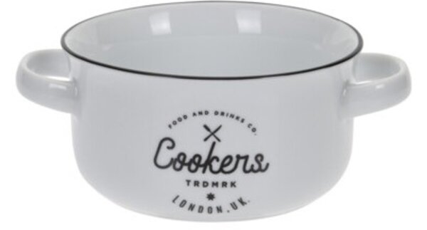 Bol pentru supa Cookers, 17x13x6.5 cm, portelan, alb