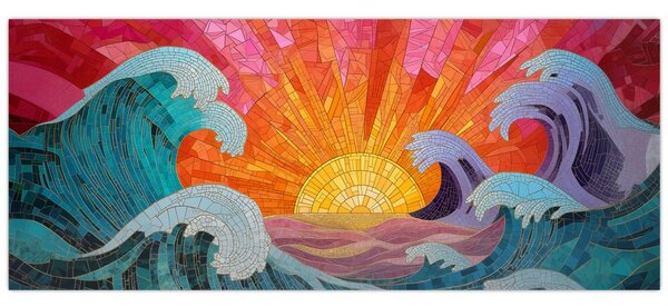 Tablou - Mozaic de valuri (120x50 cm)