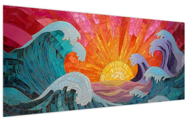 Tablou - Mozaic de valuri (120x50 cm)