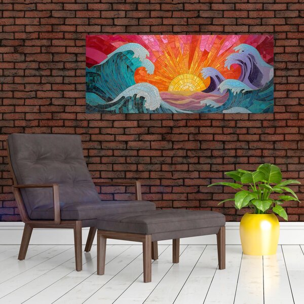 Tablou - Mozaic de valuri (120x50 cm)