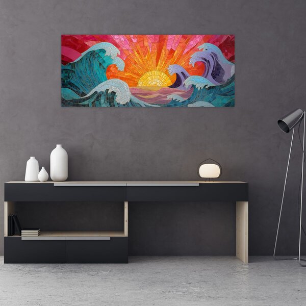 Tablou - Mozaic de valuri (120x50 cm)