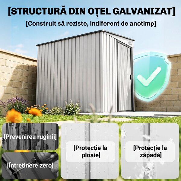 Outsunny magazie grădină căsuță de unelte pentru grădină 154x206.5x160/181 cm alb | Aosom Romania