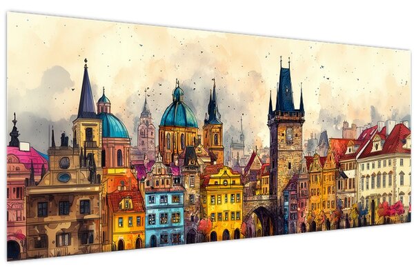 Tablou - Toamna în orașul pictat (120x50 cm)
