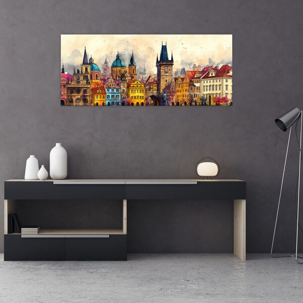 Tablou - Toamna în orașul pictat (120x50 cm)