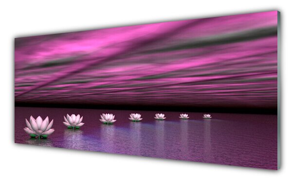 Tablou pe sticla Flori roz Floral