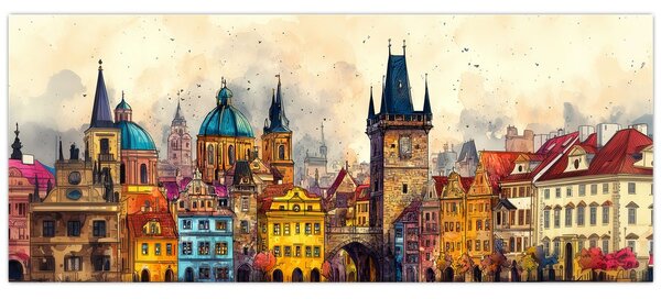 Tablou - Toamna în orașul pictat (120x50 cm)