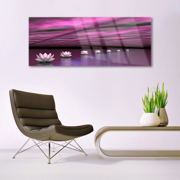 Tablou pe sticla Flori roz Floral