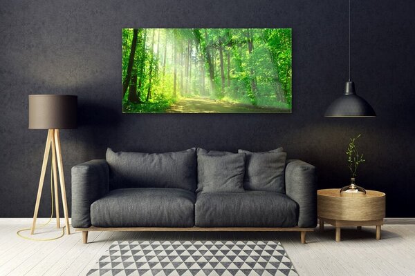 Tablou pe sticla Natural Pădurea Verde Maro