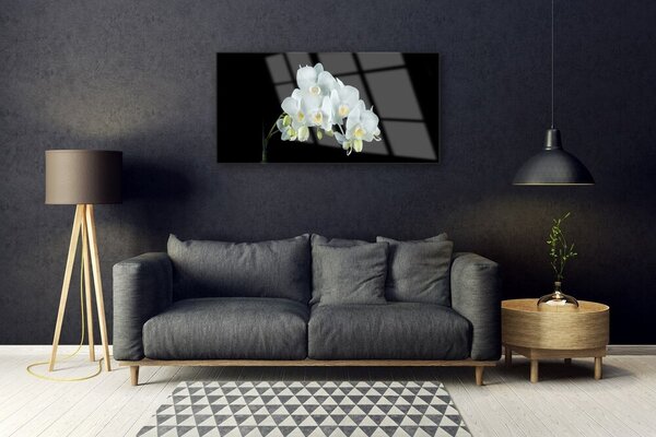 Tablou pe sticla Flori Floral alb