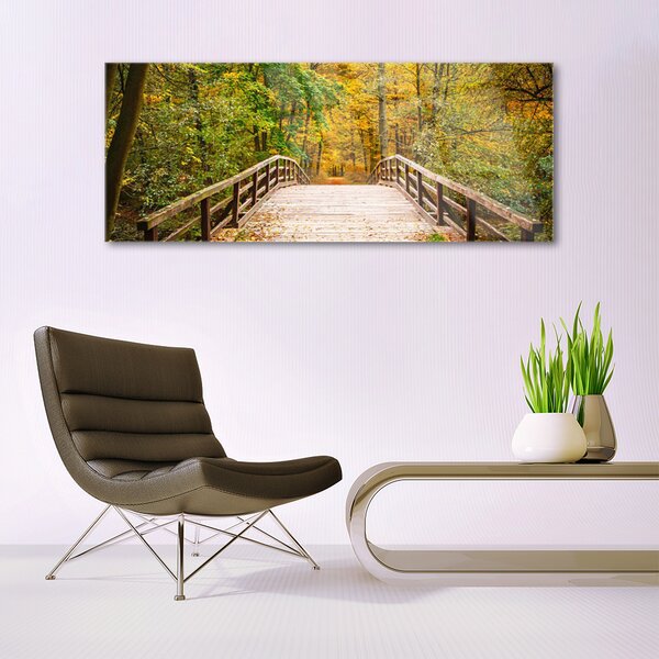 Tablou pe sticla Forest Podul Arhitectura Brun Verde