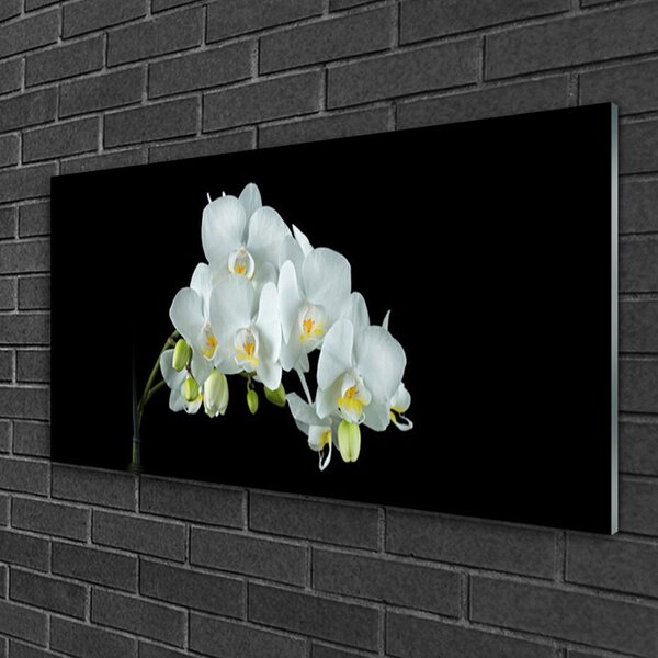 Tablou pe sticla Flori Floral alb