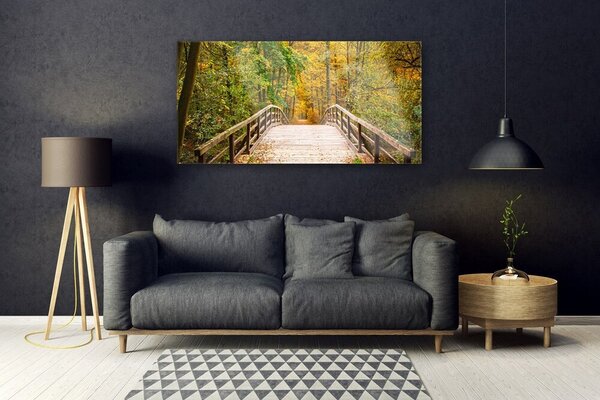 Tablou pe sticla Forest Podul Arhitectura Brun Verde
