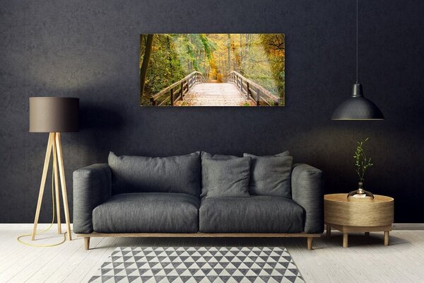 Tablou pe sticla Forest Podul Arhitectura Brun Verde
