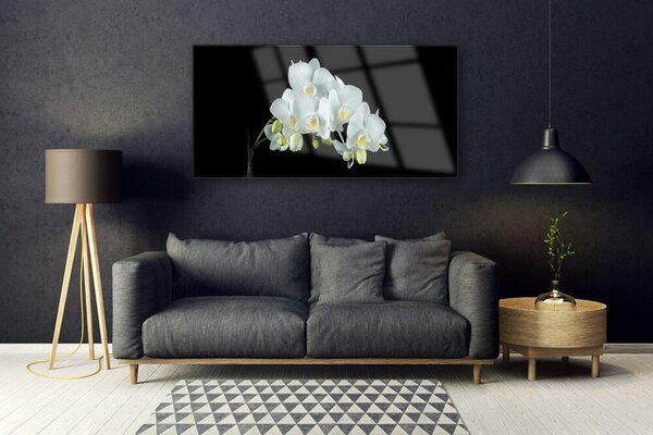 Tablou pe sticla Flori Floral alb
