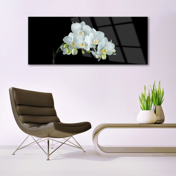 Tablou pe sticla Flori Floral alb