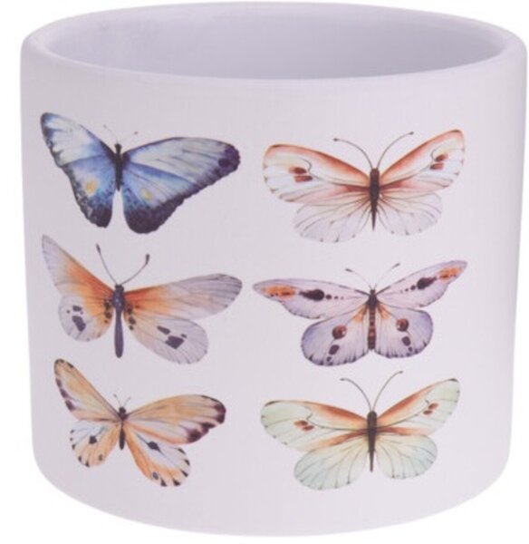 Ghiveci Butterfly, 13.5x12.5 cm, ceramica, multicolor