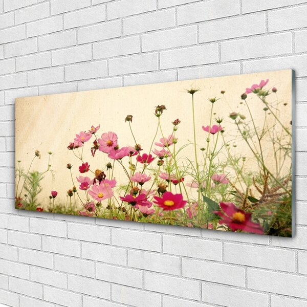 Tablou pe sticla Flori Floral Roz Roșu