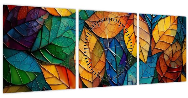 Tablou - Mozaic din frunze (cu ceas) (90x30 cm)